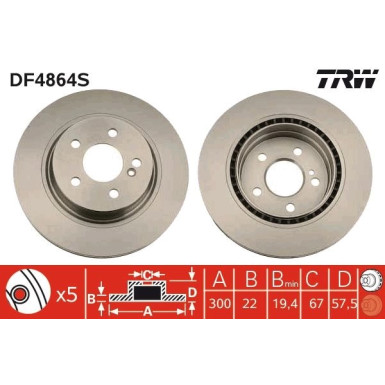 TRW | Bremsscheibe | DF4864S