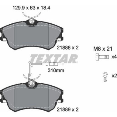 Textar | Bremsbelagsatz, Scheibenbremse | 2188801