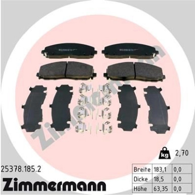 Zimmermann | Bremsbelagsatz, Scheibenbremse | 25378.185.2