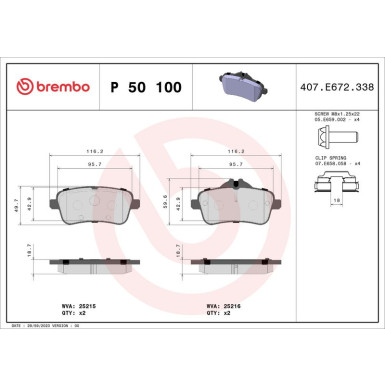 Brembo | Bremsbelagsatz, Scheibenbremse | P 50 100