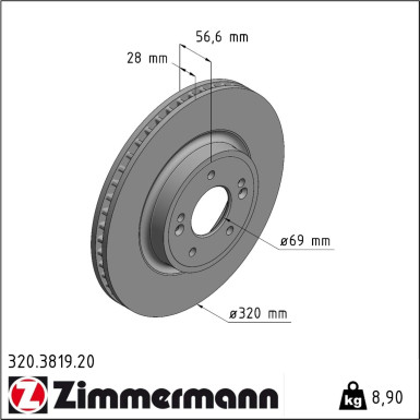 Zimmermann | Bremsscheibe | 320.3819.20