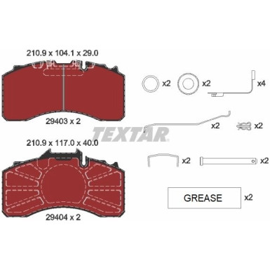 Textar | Bremsbelagsatz, Scheibenbremse | 2940301