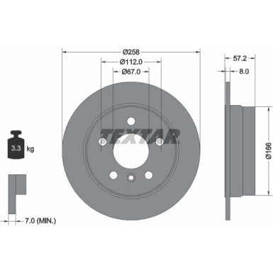 TEXTAR 92132103 Bremsscheibe PRO 258x8mm, 05/06x112, voll