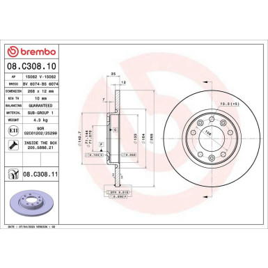 Brembo | Bremsscheibe | 08.C308.11 Brembo | Bremsscheibe | 08.C308.11