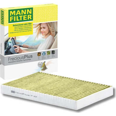 MANN-FILTER FP 3037 Innenraumfilter FreciousPlus Aktivkohlefilter mit Polyphenol, antibakteriell, Feinstaubfilter (PM 2.5)