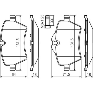 BOSCH | Bremsbelagsatz, Scheibenbremse | 0 986 494 489