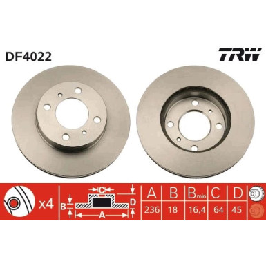 TRW | Bremsscheibe | DF4022