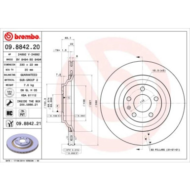 Brembo | Bremsscheibe | 09.8842.21