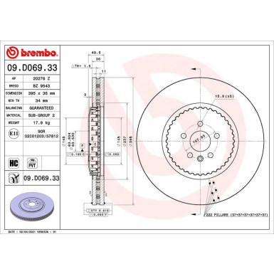 Brembo | Bremsscheibe | 09.D069.33