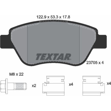 Textar | Bremsbelagsatz, Scheibenbremse | 2370503