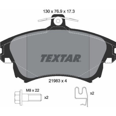 Textar | Bremsbelagsatz, Scheibenbremse | 2198302