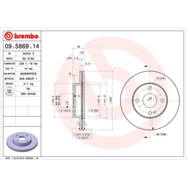 Brembo | Bremsscheibe | 09.5869.14