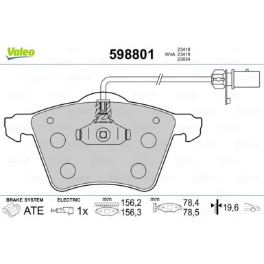 Valeo | Bremsbelagsatz, Scheibenbremse | 598801