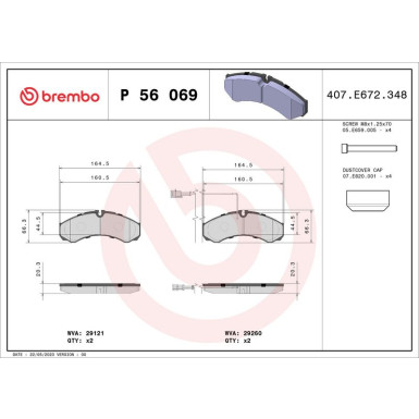 Brembo | Bremsbelagsatz, Scheibenbremse | P 56 069