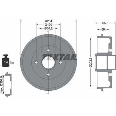 Textar | Bremstrommel | 94019600