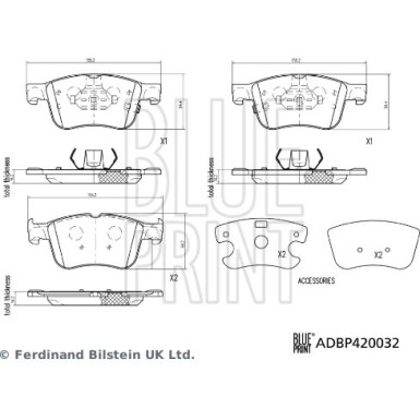 Blue Print | Bremsbelagsatz, Scheibenbremse | ADBP420032