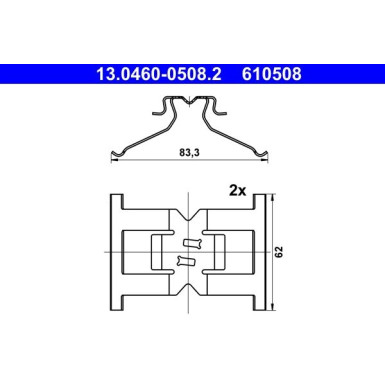 ATE | Zubehörsatz, Scheibenbremsbelag | 13.0460-0508.2