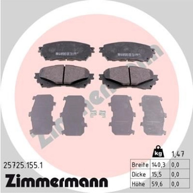 Zimmermann | Bremsbelagsatz, Scheibenbremse | 25725.155.1