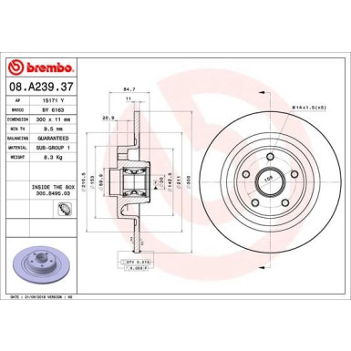 Brembo | Bremsscheibe | 08.A239.37