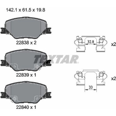 Textar | Bremsbelagsatz, Scheibenbremse | 2283801
