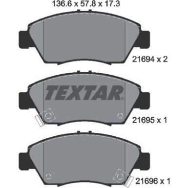 Textar | Bremsbelagsatz, Scheibenbremse | 2169401