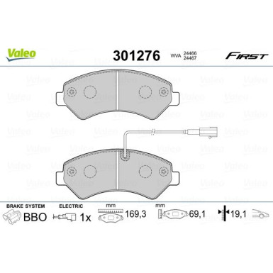 Valeo | Bremsbelagsatz, Scheibenbremse | 301276