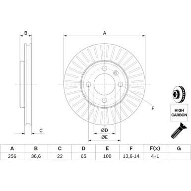 BOSCH 0 986 479 776 Bremsscheibe VORNE Ø 256mm Belüftet