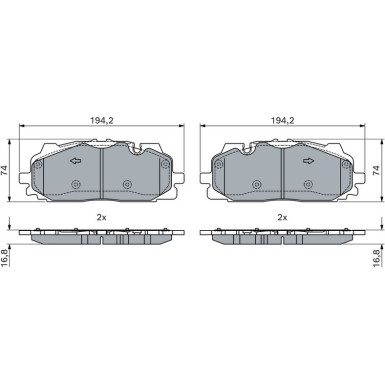 BOSCH | Bremsbelagsatz, Scheibenbremse | 0 986 424 429