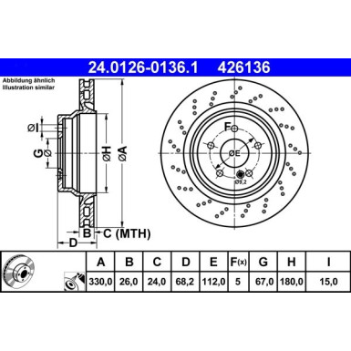 ATE | Bremsscheibe | 24.0126-0136.1