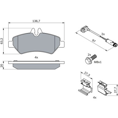 BOSCH | Bremsbelagsatz, Scheibenbremse | 0 986 494 601