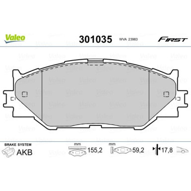 Valeo | Bremsbelagsatz, Scheibenbremse | 301035