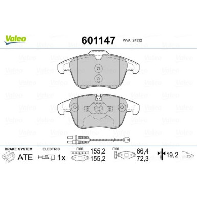 Valeo | Bremsbelagsatz, Scheibenbremse | 601147