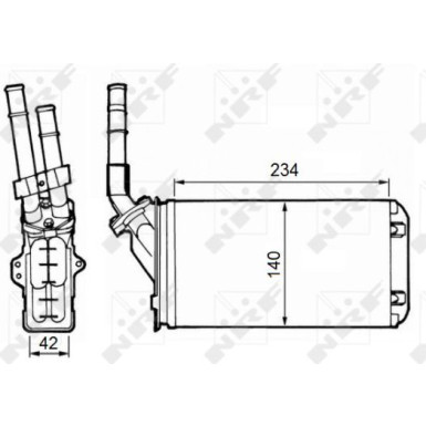 NRF | Wärmetauscher, Innenraumheizung | mit Rohr | 58643