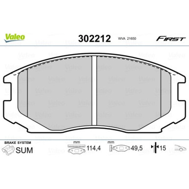 Valeo | Bremsbelagsatz, Scheibenbremse | 302212