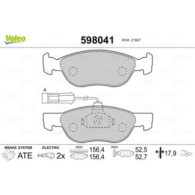 Valeo | Bremsbelagsatz, Scheibenbremse | 598041