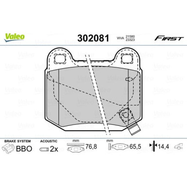 Valeo | Bremsbelagsatz, Scheibenbremse | 302081