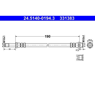 ATE | Bremsschlauch | 24.5140-0194.3