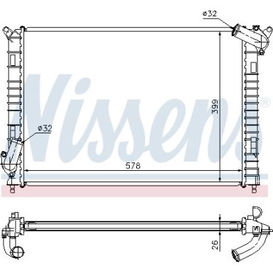 NISSENS 69701A Kühler, Motorkühlung für MINI Schrägheck, Cabrio Aluminium, 578 x 399 x 26mm