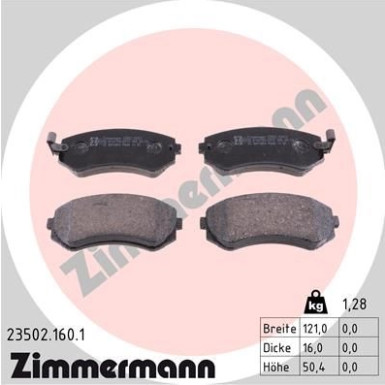 Zimmermann | Bremsbelagsatz, Scheibenbremse | 23502.160.1