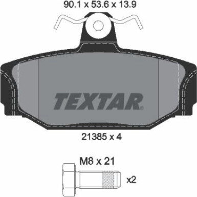 Textar | Bremsbelagsatz, Scheibenbremse | 2138501