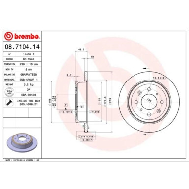 Brembo | Bremsscheibe | 08.7104.14