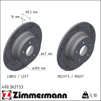 Zimmermann | Bremsscheibe | 400.3621.53