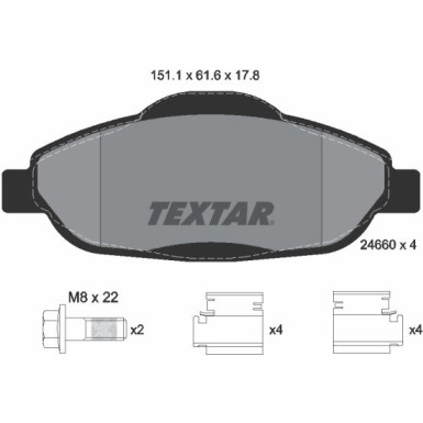 Textar | Bremsbelagsatz, Scheibenbremse | 2466001