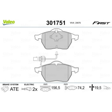 Valeo | Bremsbelagsatz, Scheibenbremse | 301751