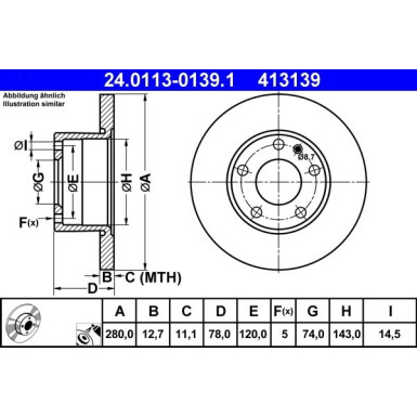 ATE | Bremsscheibe | 24.0113-0139.1