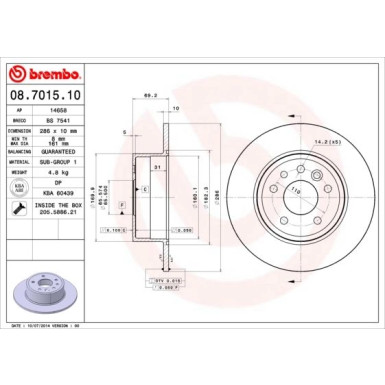 Brembo | Bremsscheibe | 08.7015.10