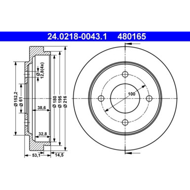 ATE | Bremstrommel | 24.0218-0043.1