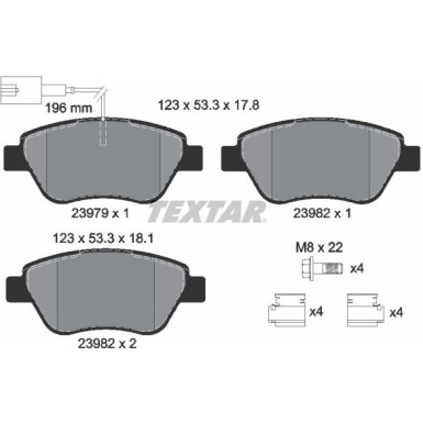 Textar | Bremsbelagsatz, Scheibenbremse | 2397901