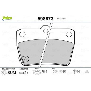 Valeo | Bremsbelagsatz, Scheibenbremse | 598673