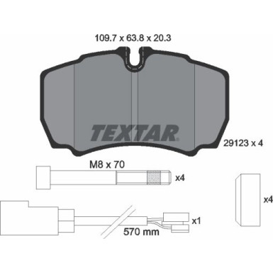 Textar | Bremsbelagsatz, Scheibenbremse | 2912307